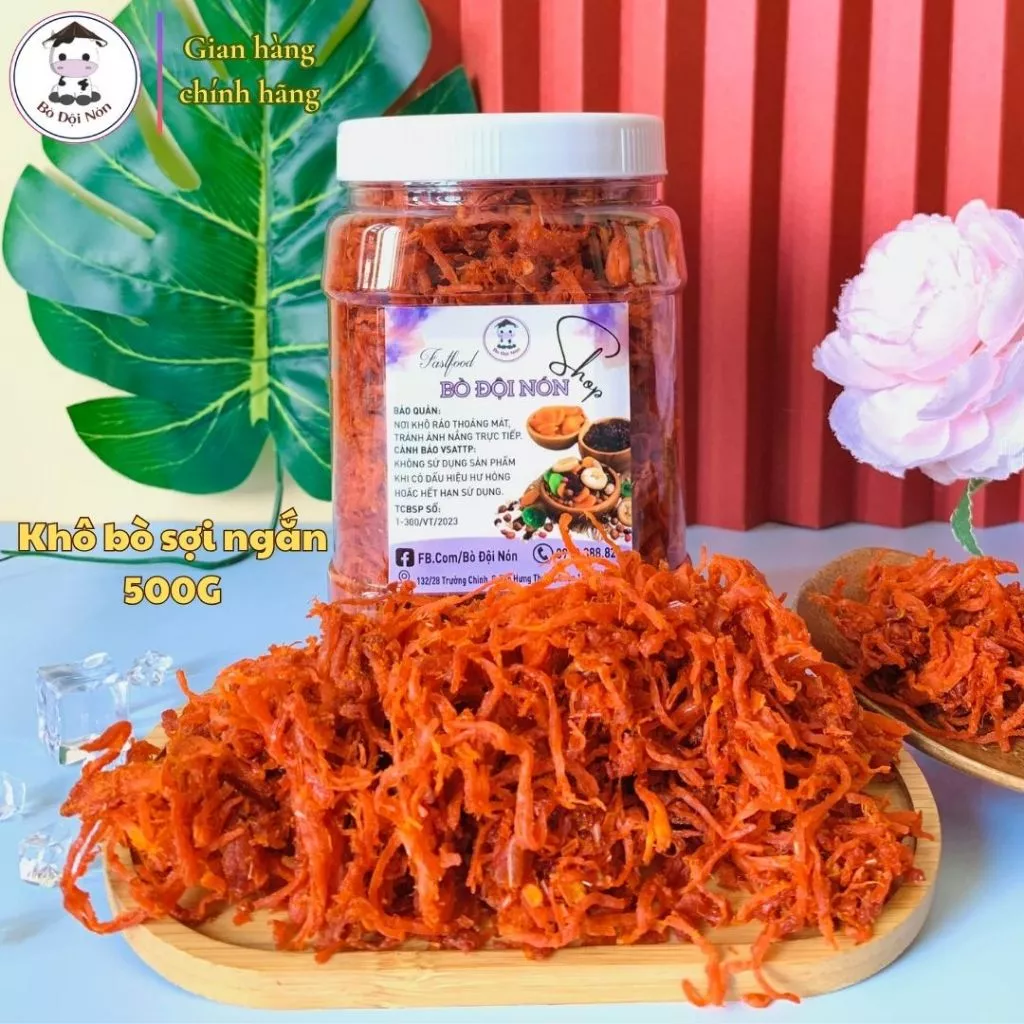 500Gr Thịt Bò Khô Sợi Thơm Ngon Bò Đội Nón