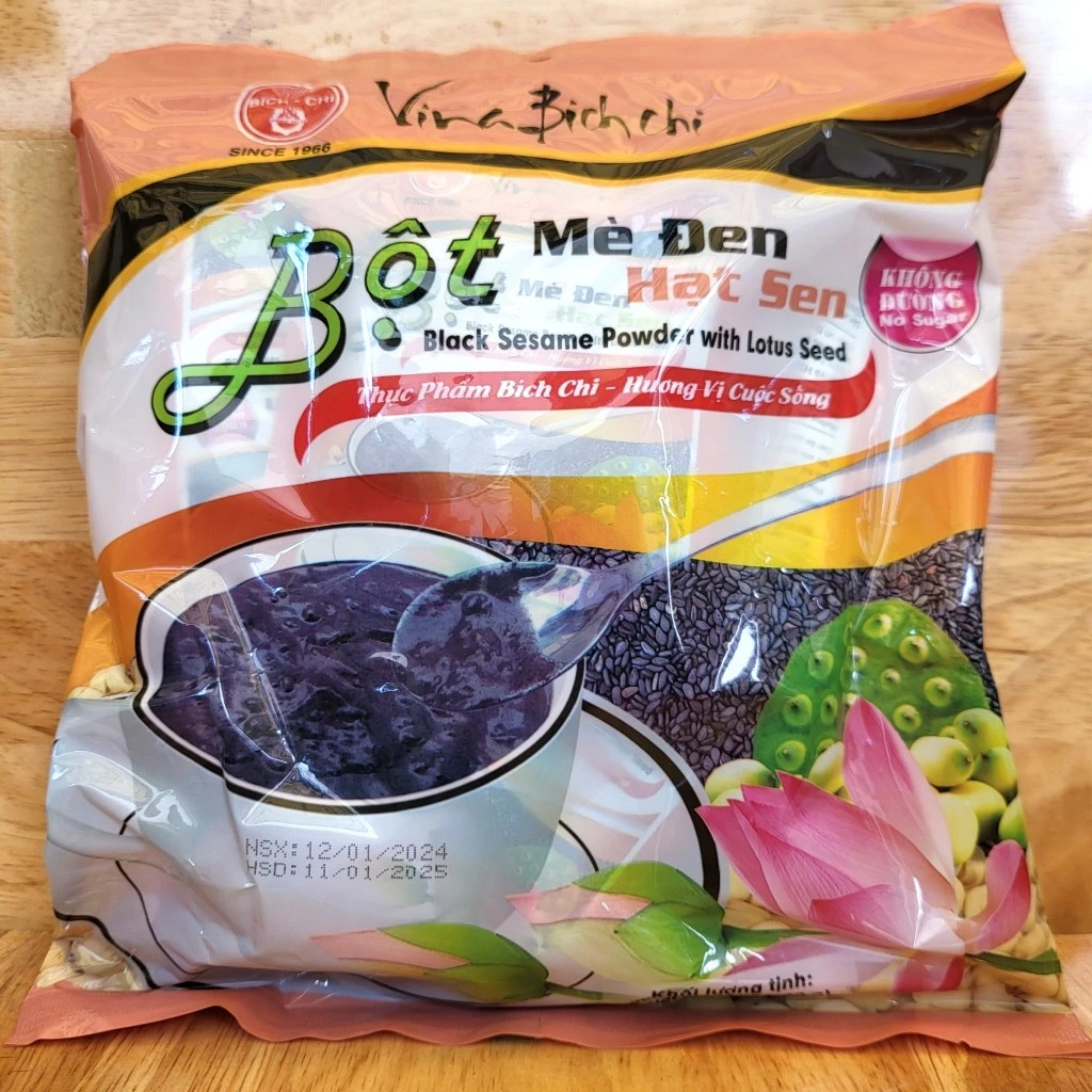 BÍCH CHI [túi 300g / không đường] BỘT MÈ ĐEN HẠT SEN [VN] Black Sesame Powder with Lotus Seed