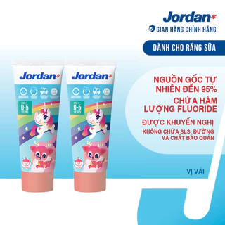 [Combo 2 tuýp] Kem đánh răng cho trẻ em 0-5 tuổi vị vải Jordan Step 1 - 75g