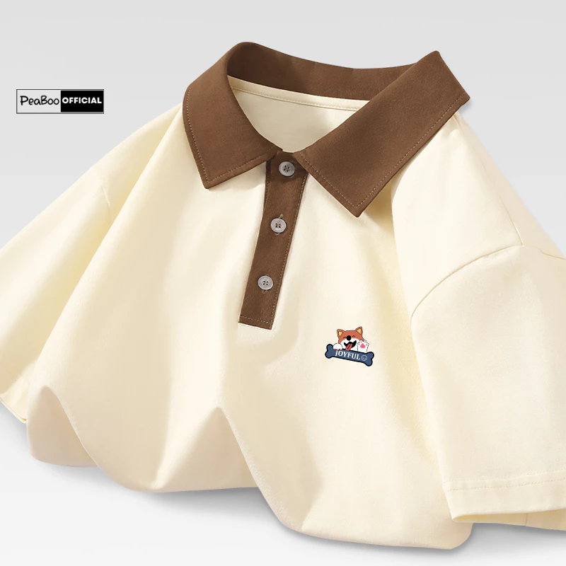 Áo Phông Polo Unisex PEABOO Mã PL Joyful Local Brand Form Rộng Cổ Đẹp Chất Cotton Nam Nữ