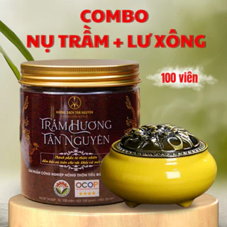 Combo nụ trầm hương Tân Nguyên và lư xông theo mệnh, trầm hương, trầm hương xông nhà hộp 100 viên