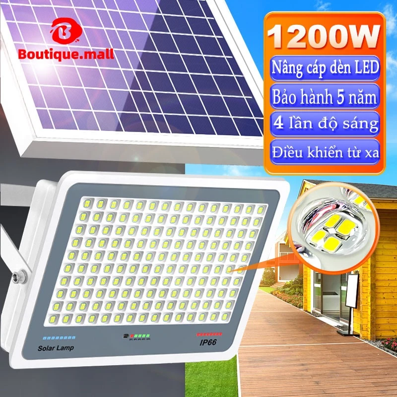 Đèn Năng Lượng Mặt Trời BOUTIQUE, Đèn Led Cảm Biến Thông Minh Chống Chói, Đèn SolarLight Từ Nhôm Đúc