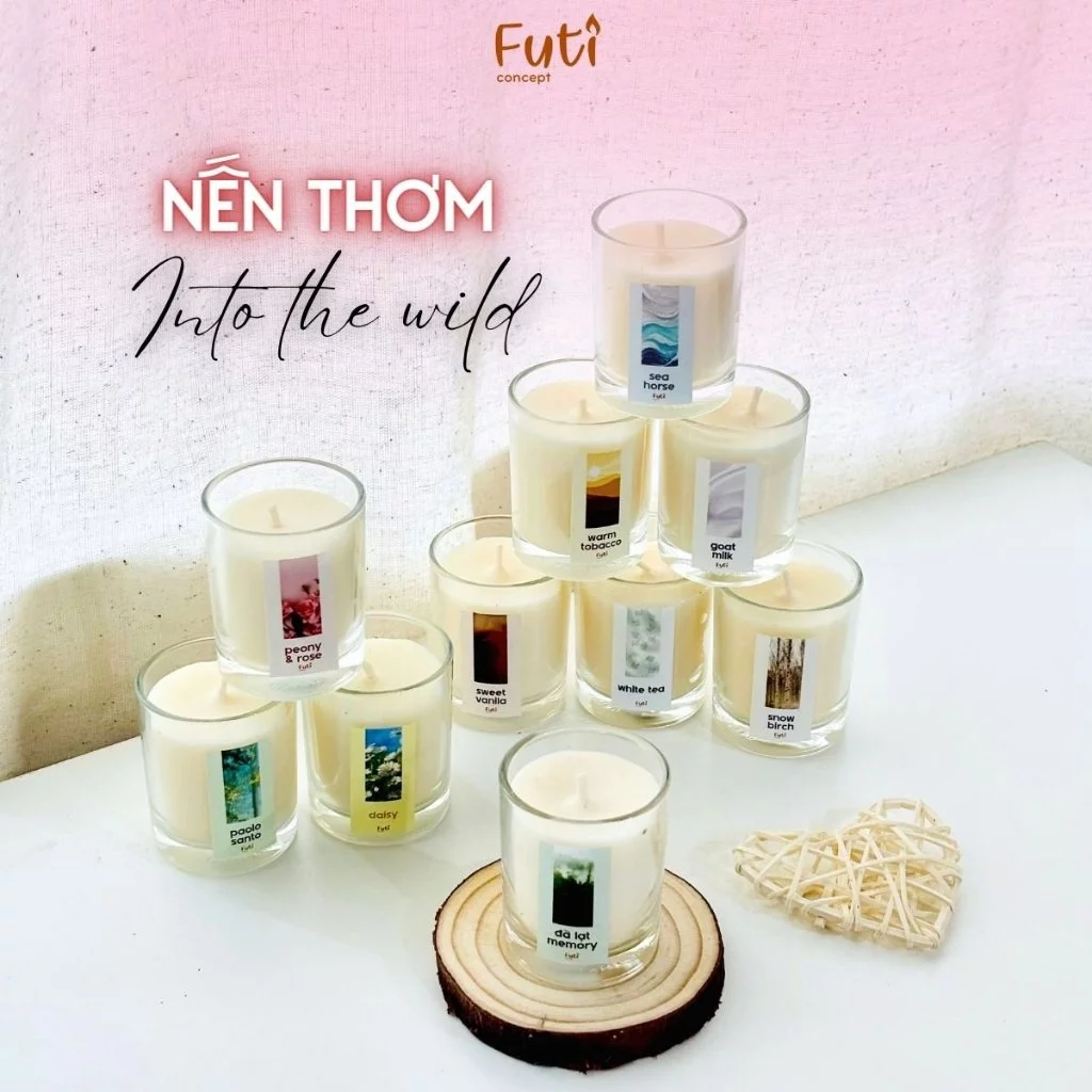 Nến Thơm Thiên Nhiên - Cốc Thuỷ Tinh 45Gram, Thơm Phòng Nhiều Mùi Hương