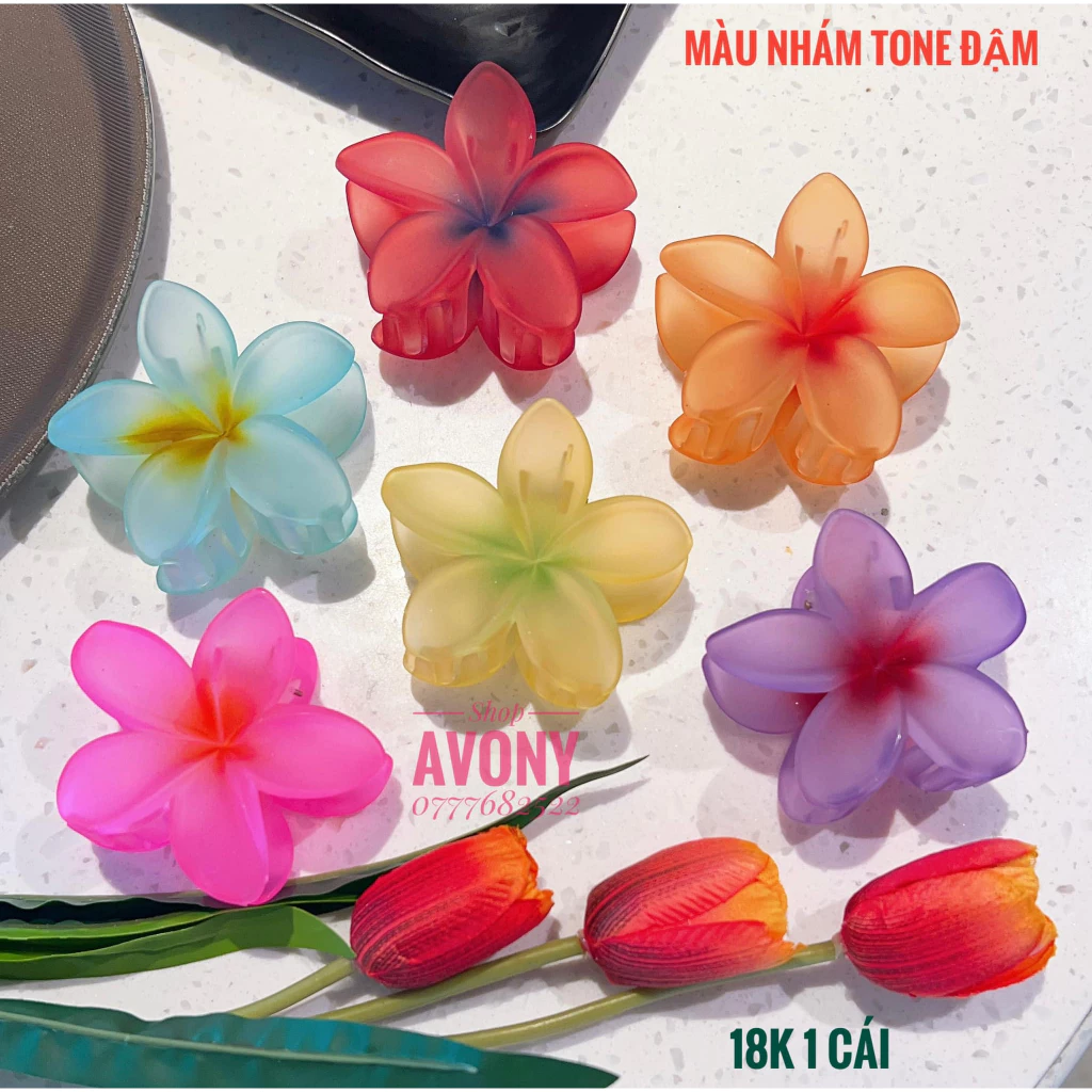 Kẹp gắp Tóc Hoa Sứ nhám màu đậm version 3 (đỏ, hồng sen, tím)