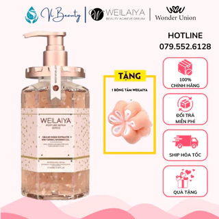 Sữa Tắm Nước Hoa Trắng Da Thơm Lâu Weilaiya Cánh Hoa Hồng Damask 450ml Dưỡng Ẩm Phục Hồi Da Chống Lão Hóa