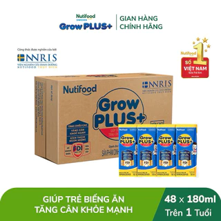 Thùng sữa bột pha sẵn Nutifood Grow Plus xanh giúp trẻ tăng cân khoẻ mạnh (48hộp)