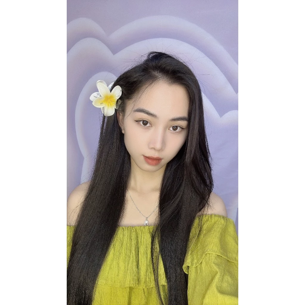Ảnh Thật Kẹp Hoa Sứ Size 8Cm Màu Vàng Hot Trend Phong Cách Hawaii Sanshop