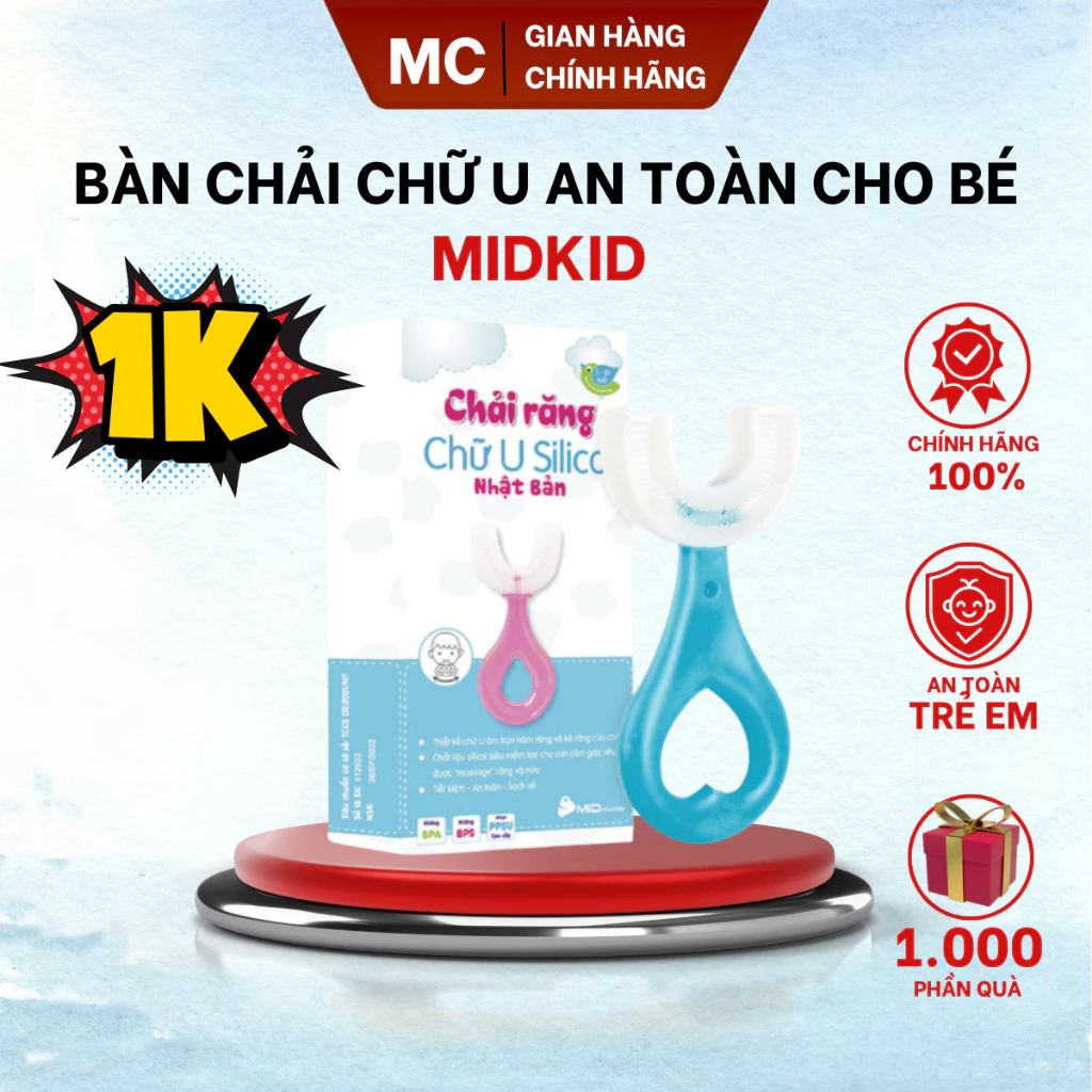 Bàn Chải Chữ U silicon MIDKID Siêu Mềm Cho Bé Từ 1 Tuổi