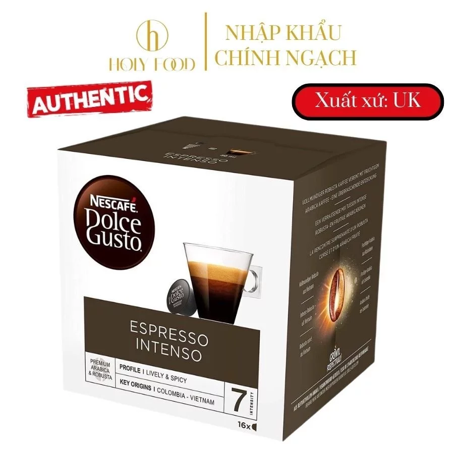 Cà phê viên nén vị Espresso Intenso Nescafe dành cho máy Dolce Gusto - Hộp 16 viên - Chính Hãng Anh