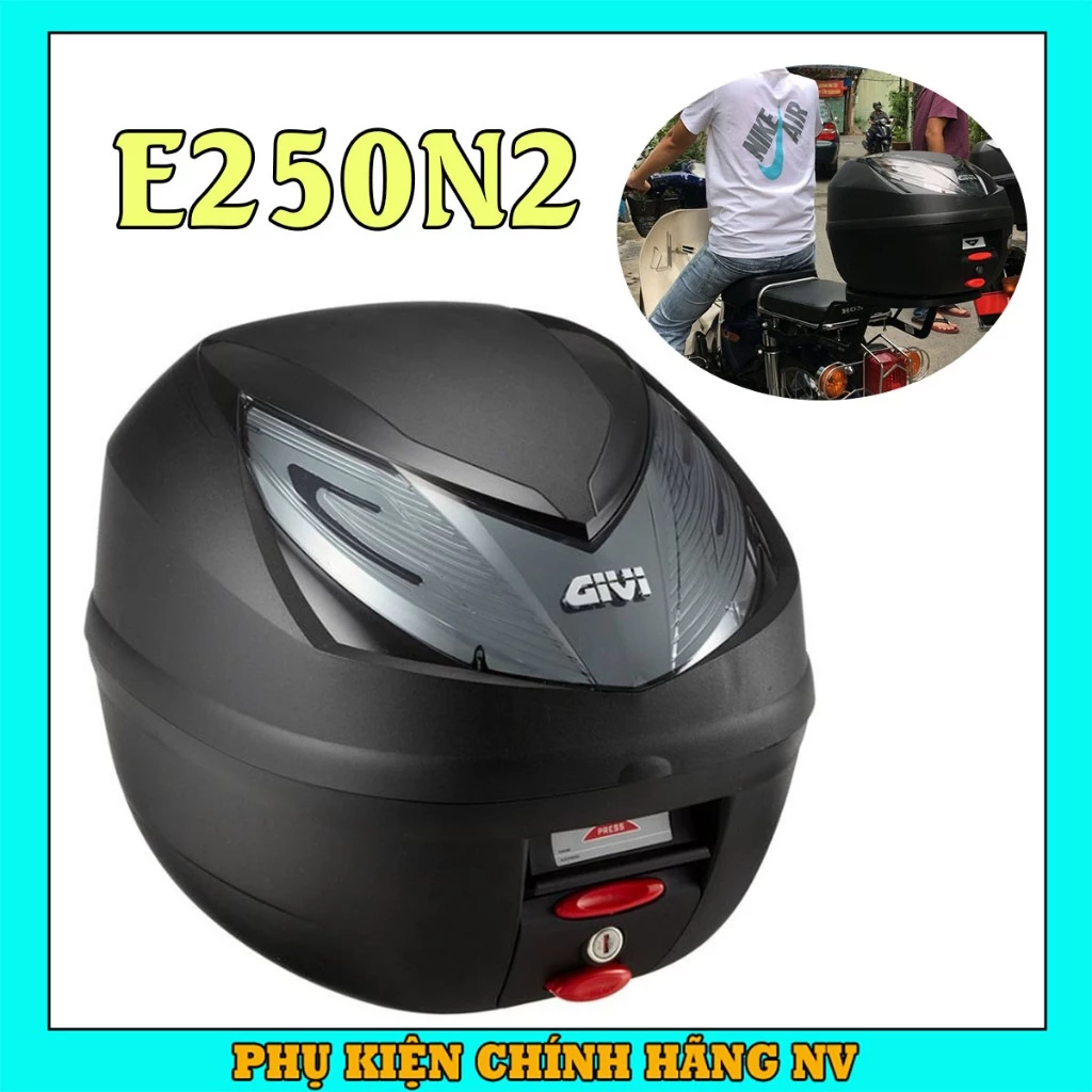 Thùng sau Givi E250N2 khóa Monolock dung tích 25 lít chính hãng kèm đế gắn thùng Givi MP60