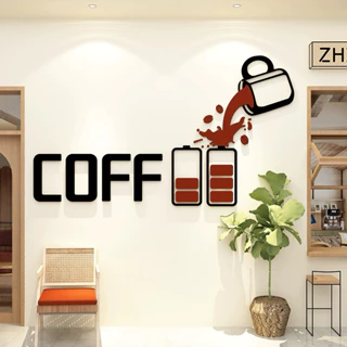 Tranh dán tường mica acrylic chữ coffee trang trí quán ăn, đồ uống, nhà hàng, cafe, trà sữa