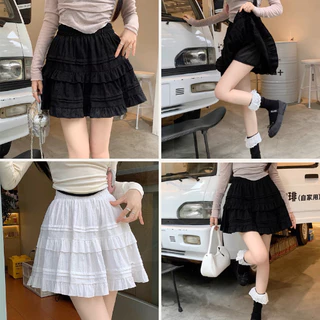 [ORDER] Chân váy bigsize lưng cao phối bèo chất lượng cao co giãn tốt dáng xòe có lót trong (có bigsize 50-100kg) 🐰