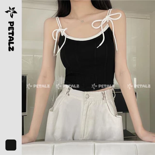 Áo 2 dây nữ,áo crotop dây nơ Petalz chất liệu cotton có đệm ngực A014