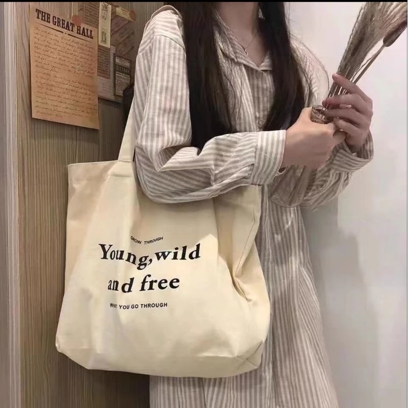 ⚡Tặng móc khóa⚡ Túi vải đeo vai phong cách Hàn Quốc canvas bag giá rẻ đẹp đi học