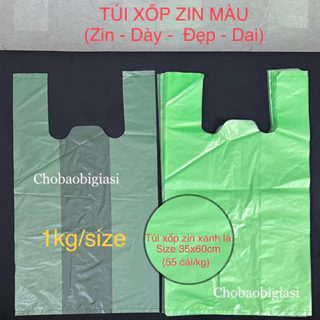 1kg ttúi xốp zin màu XANH LÁ, túi xốp hai quai màu xanh, dày dặn, chắc chắn, loại đẹp, dai, không mùi (SP y hình)