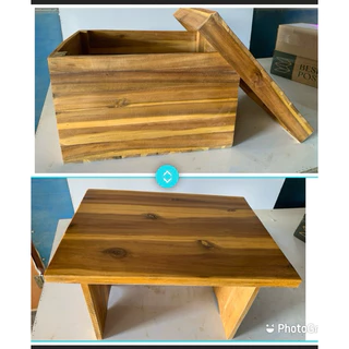 đôn gỗ kết hợp hộp gỗ siêu to 29x40x25cm