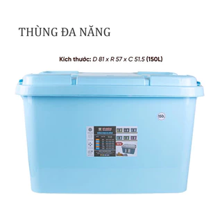 Combo 5 Thùng Nhựa Đa Năng Có Bánh Xe 150L