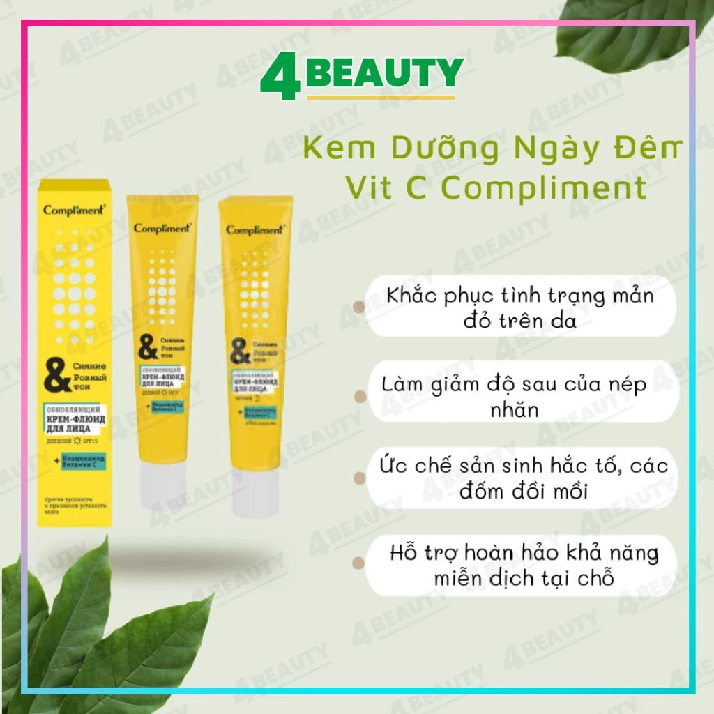 Kem Dưỡng Vitamin C Ngày Đêm Compliment Sáng Mịn Dịu Nhẹ Lành Tính Cho Da – 4 BEAUTY