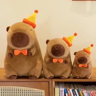 Gấu bông capybara mũ happy siêu dễ thưởng. thú nhồi bông capybara hàng nhập khẩu chính hãng