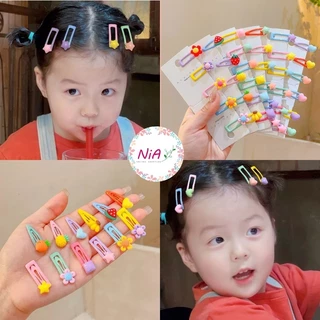 Set kẹp tóc bấm màu kẹo ngọt đính hoa xinh xắn cho bé gái PK146