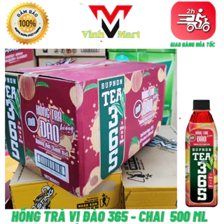 BUPNON Tea365 Hồng Trà Đào  Thùng 24 Chai 500 Ml