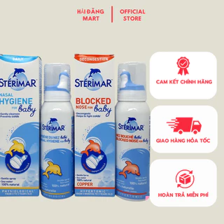 Xịt Muối Vệ Sinh Mũi Cho Bé Sterimar Nước Biển Sâu Xịt Mũi Cá Heo Vàng , Cam Sterimar Pháp 100ml