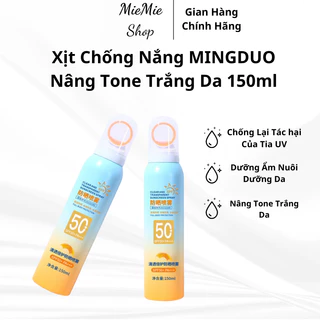 Xịt Chống Nắng Trắng Da MINGDUO , Kem Chống Nắng Dạng Bình Xịt Đầu Phủ 360 Độ SPF+ PA+++ lọ 150ml