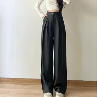 Quần tây công sở Joolate ống rộng suông culottes nữ xếp ly chất GOLD 388 P2K8