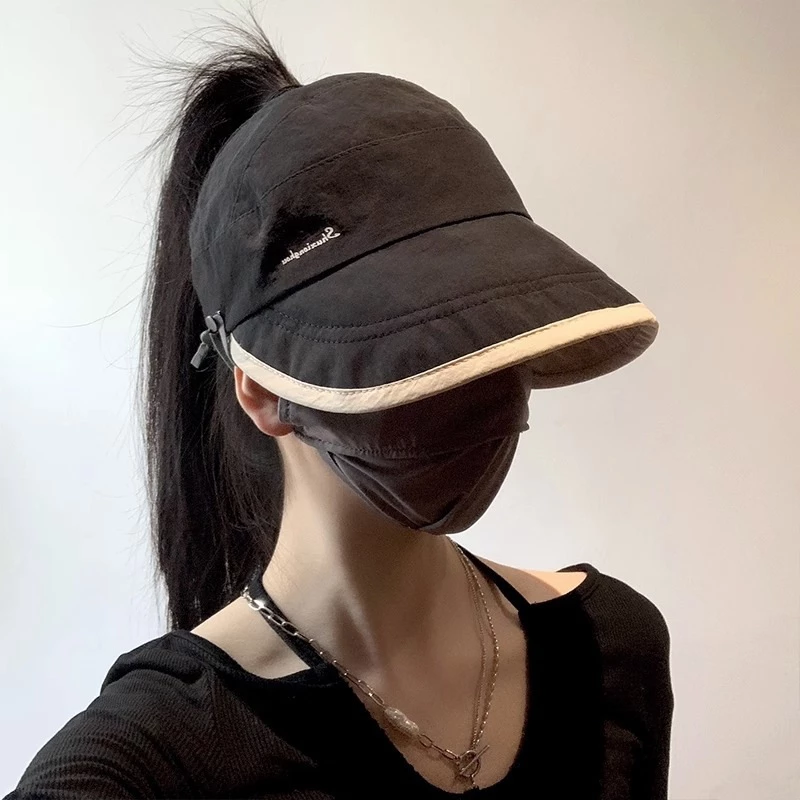 Mũ Chống Nắng Hai Mặt Có Thể Đeo Đuôi Ngựa Phong Cách Mới Mùa Hè Cho Nữ Mềm Nhẹ- Dễ Gấp Gọn- Thời Trang không thấm nước