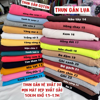 Vải Thun Gân Lụa - May áo ôm, váy  hè siêu mát. giãn 4