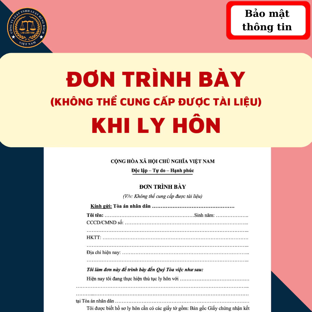 Đơn trình bày không thể cung cấp tài liệu khi ly hôn