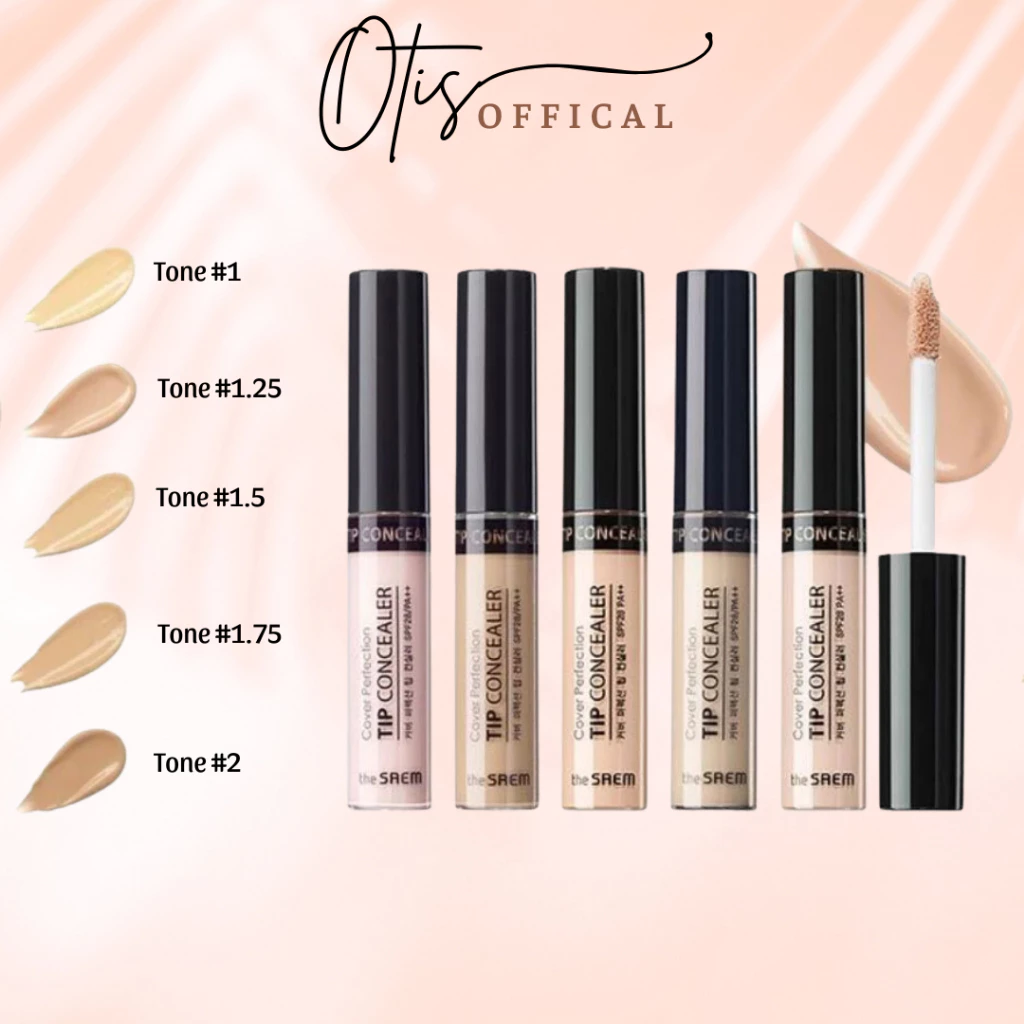 Kem Che Khuyết Điểm The Saem Cover Perfection Tip Concealer SPF28 PA++ 6.5g [01-1.25-1.5-1.75-02]