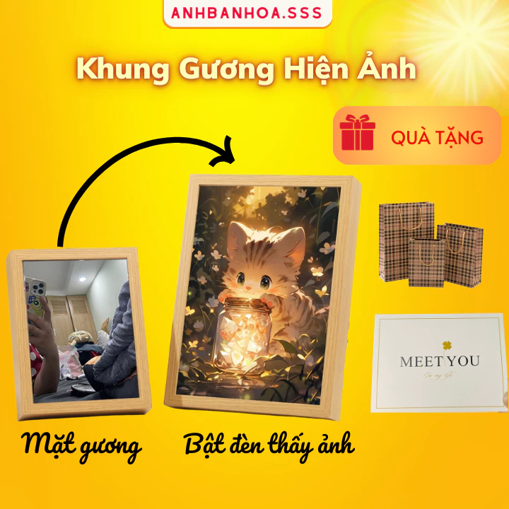 Khung Ảnh Gương Hiện Ảnh Khi Bật Đèn Quà Tặng Bạn Gái Quà Tặng Người Yêu Quà Ý Nghĩa  Quà tặng Kỷ Niệm