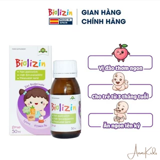 Kẽm hữu cơ Biolizin Aplicaps by clover Dạng Siro, Vị Đào Bổ Sung Kẽm, Lysine, B6 Giúp Bé Ăn Ngon Tăng Đề Kháng 50ml 1 Lọ