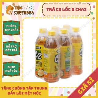 TRÀ C2 LỐC 6 CHAI 455ML (VỊ CHANH, ĐÀO)