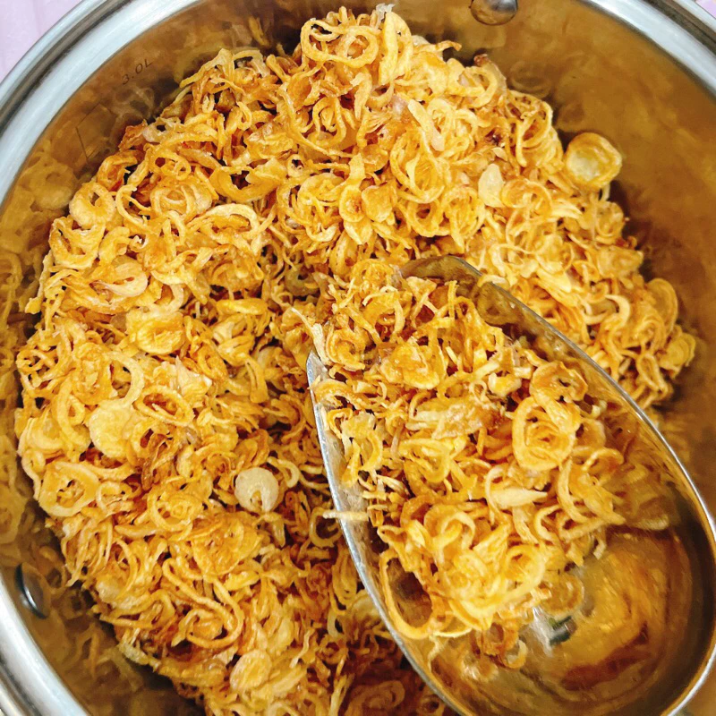Hành ta khô phi thơm nhà làm ngon giòn, dùng bánh tráng trộn hộp 200gr