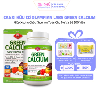 Viên Uống Olympian Labs Green Calcium Bổ Sung Canxi Hữu Cơ Cho Bà Bầu, Trẻ Em Và Người Lớn - Hộp 100 viên