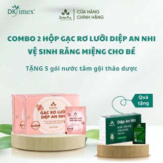 Combo 2 hộp gạc rơ lưỡi Diệp An Nhi (1 hộp gồm 30 gói) - TẶNG hộp 5 gói Nước tắm gội thảo dược