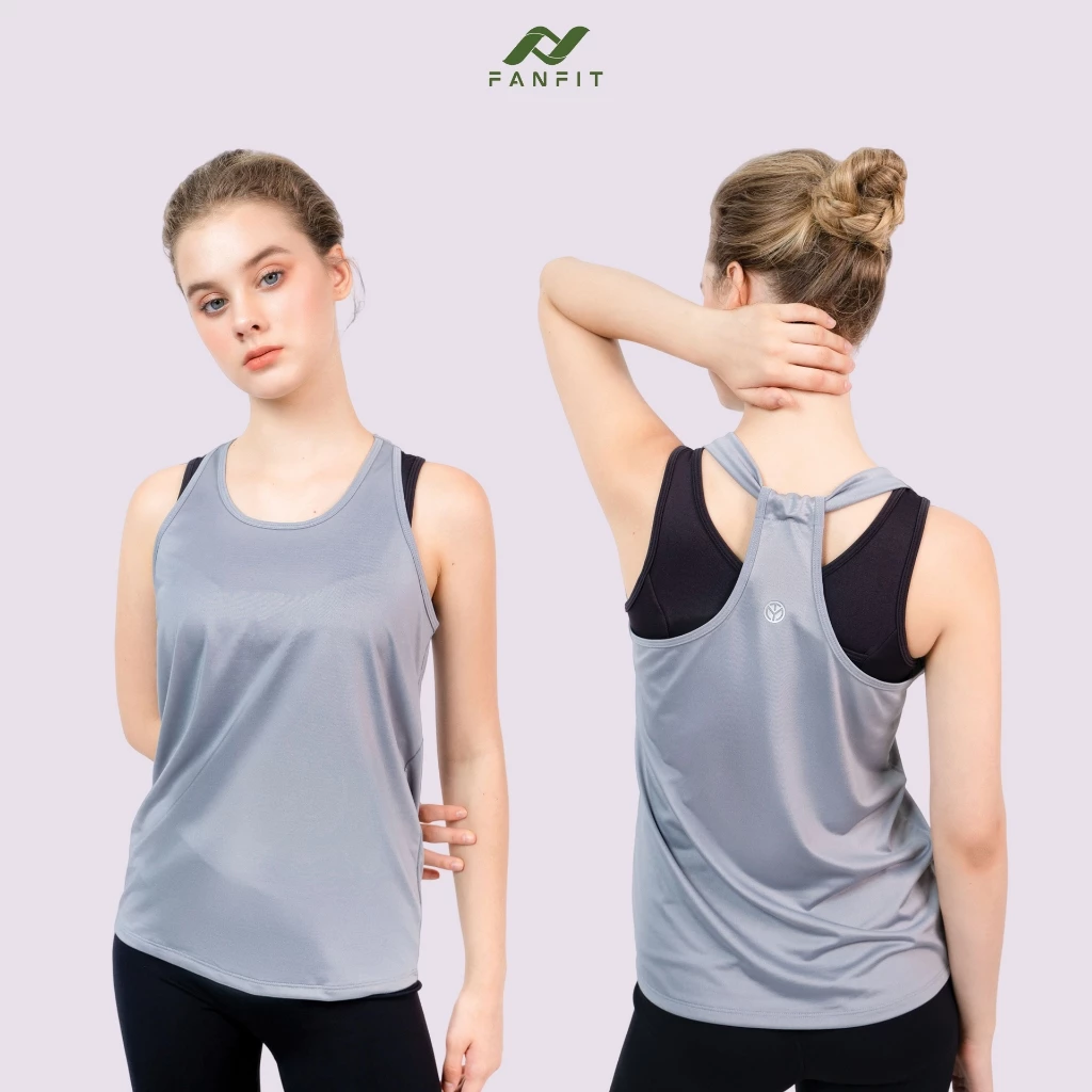 Áo tank top thể thao nữ tập Gym Yoga Pilates TYM TTWT002 - Form rộng, cách điệu cổ áo