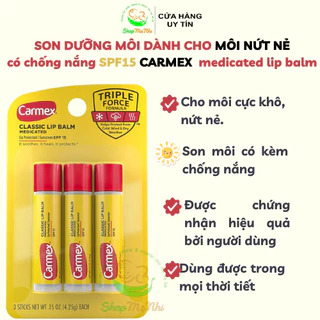 Son dưỡng môi Carmex SPF 15 có chống nắng Carmex Medicated Classic Lip Balm