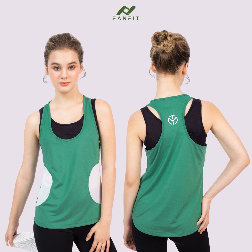 Áo tank top thể thao nữ tập Gym Yoga Pilates TYM TTWT004 - Form rộng, phối lưới eo