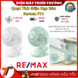 Quạt Mini Để Bàn Và Kẹp Bàn 3 Tốc Độ Siêu Mát Remax F11 dung lượng pin 1200 mAh - 3 tốc độ gió - khả năng xoay 360 độ