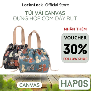 Túi đựng vải canvas cao cấp cho hộp cơm trưa văn phòng LocknLock dây rút dễ thương phong cách Nhật Bản HPCV07 - HAPOS