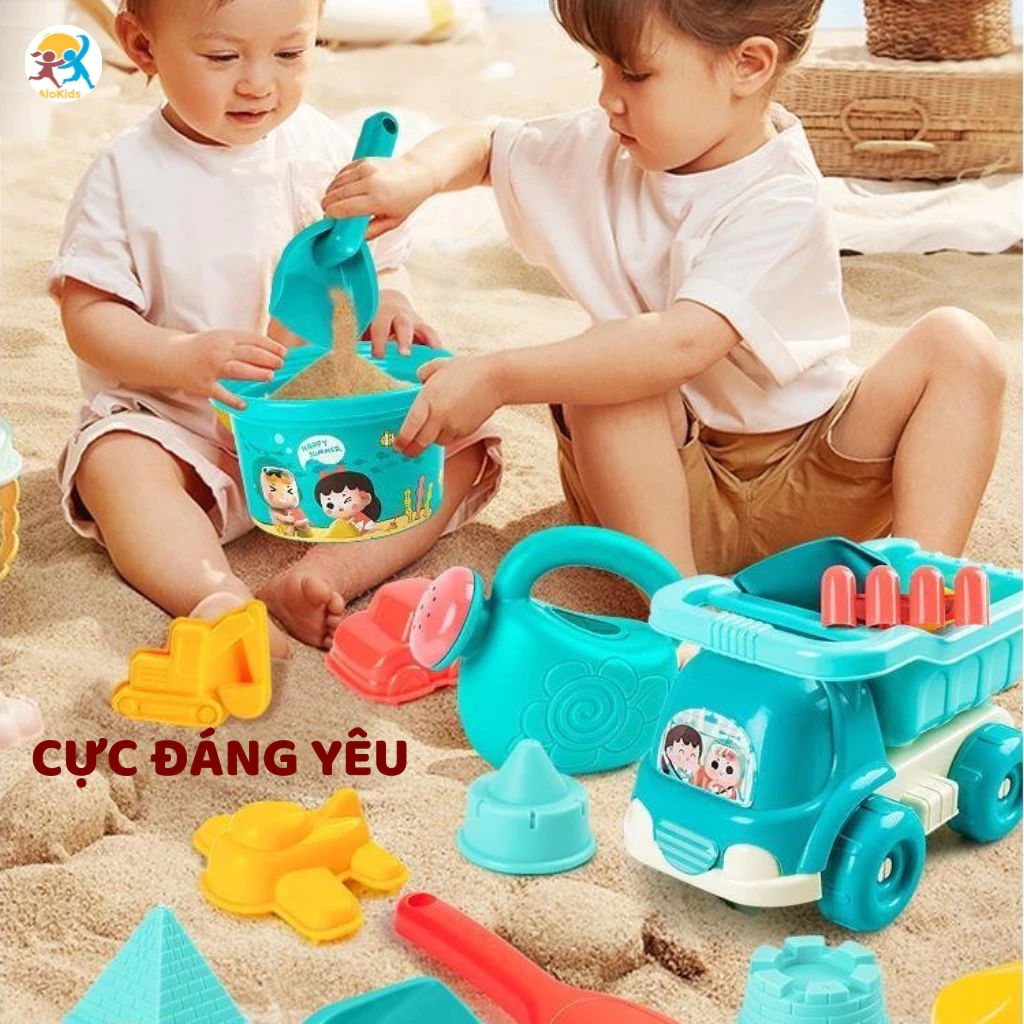 Đồ Chơi Xúc Cát Nhiều Chi Tiết Kèm Xô Cho Bé Alokid Đồ Chơi Đi Biển Cho Bé Trai, Bé Gái