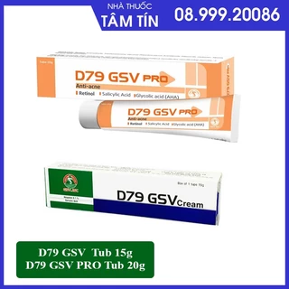 D79 GSV Cream 15g/ GSV Pro 20g, Kem Giảm Mụn Trứng Cá, Lưng, Dày Sừng Nang Lông