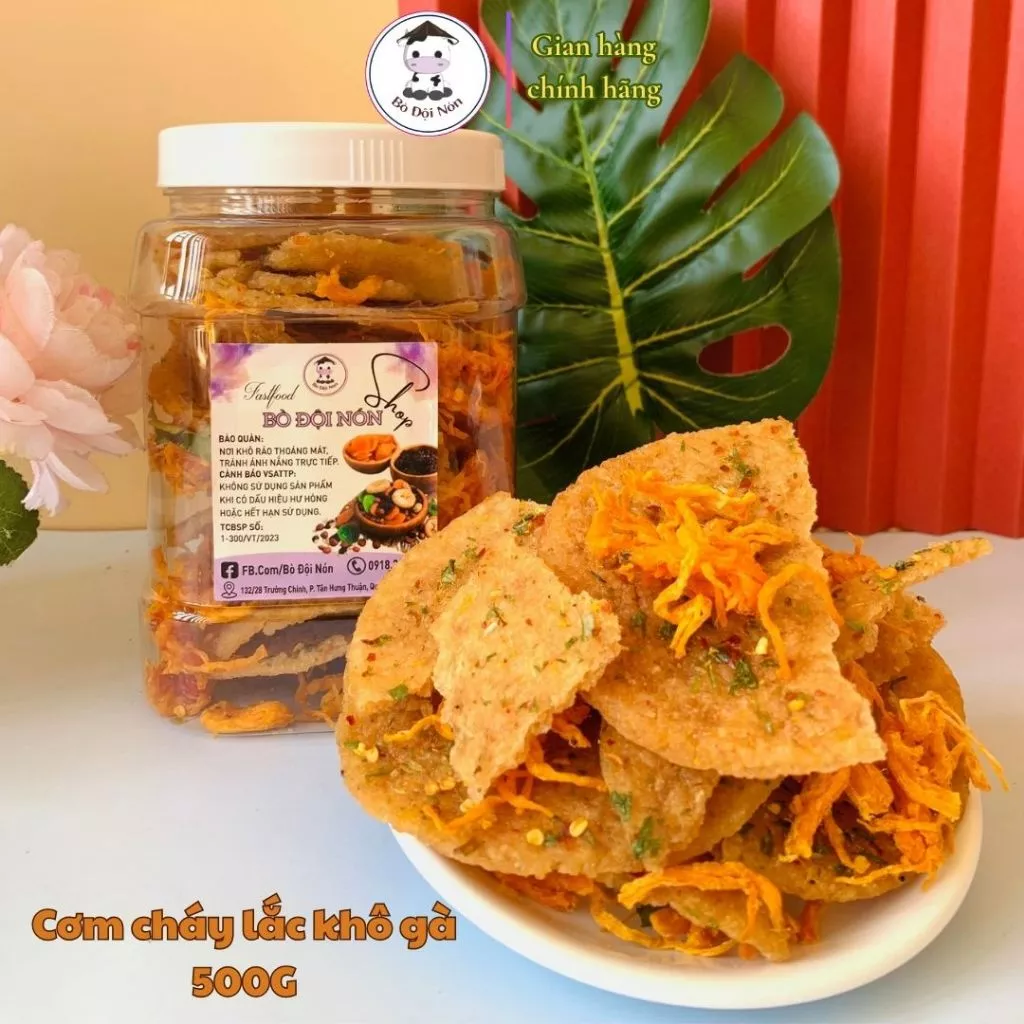 500Gr Cơm Cháy Lắc Khô Gà Bò Đội Nón Shop