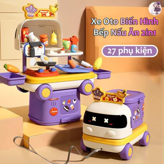 Đồ Chơi Xe Ôtô Biến Hình 2in1 Bếp Nấu Ăn / Xe Cứu Thương / Bàn Trang Điểm Gồm 27 Phụ Kiện Đồ Chơi Thông Minh Cho Bé