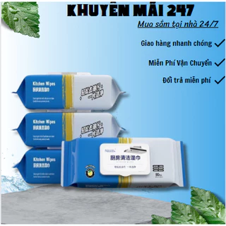 Gói 80 Khăn Ướt Lau Dầu Mỡ, Vết Bẩn Siêu Tiết Kiệm -  Khăn Ướt Lau Vê Sinh Đa Năng 【LAU XÁM VÀNG XANH 650】