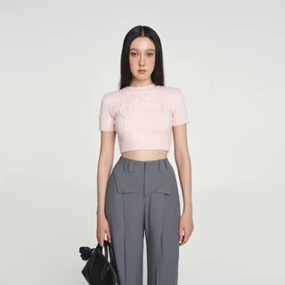 DEAR JOSÉ - Áo kiểu croptop vải knit hồng - Nami Chunky