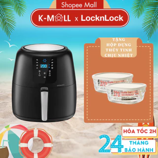 Nồi chiên không dầu LocknLock Super Jumbo 7.2L EJF296BLK màu đen , tặng kèm chảo nướng - K-MALL